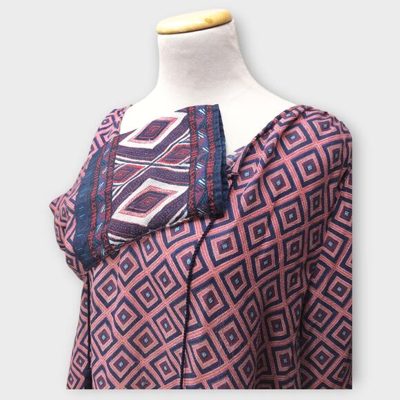 Lucky Brand Tops - Women's Lucky Brand Multicolor Geometric Pattern 3/4 Sleeve Blouse Size XL